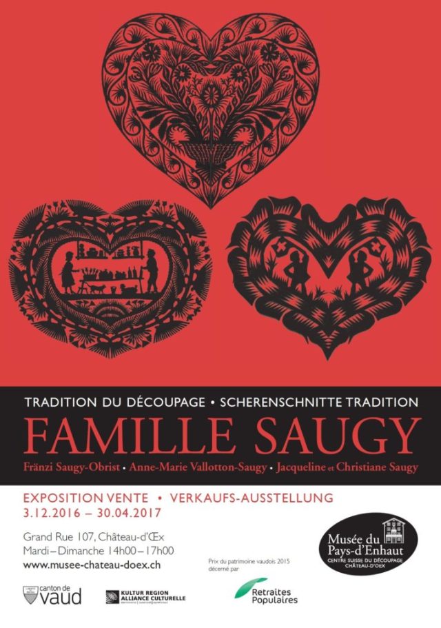 Flyer Exposition Vente Du 03 12 2016 Au 30 04 2017 La Famille Saugy De Rougemont Musée du Pays-d'Enhaut & Centre Suisse du Papier Découpé