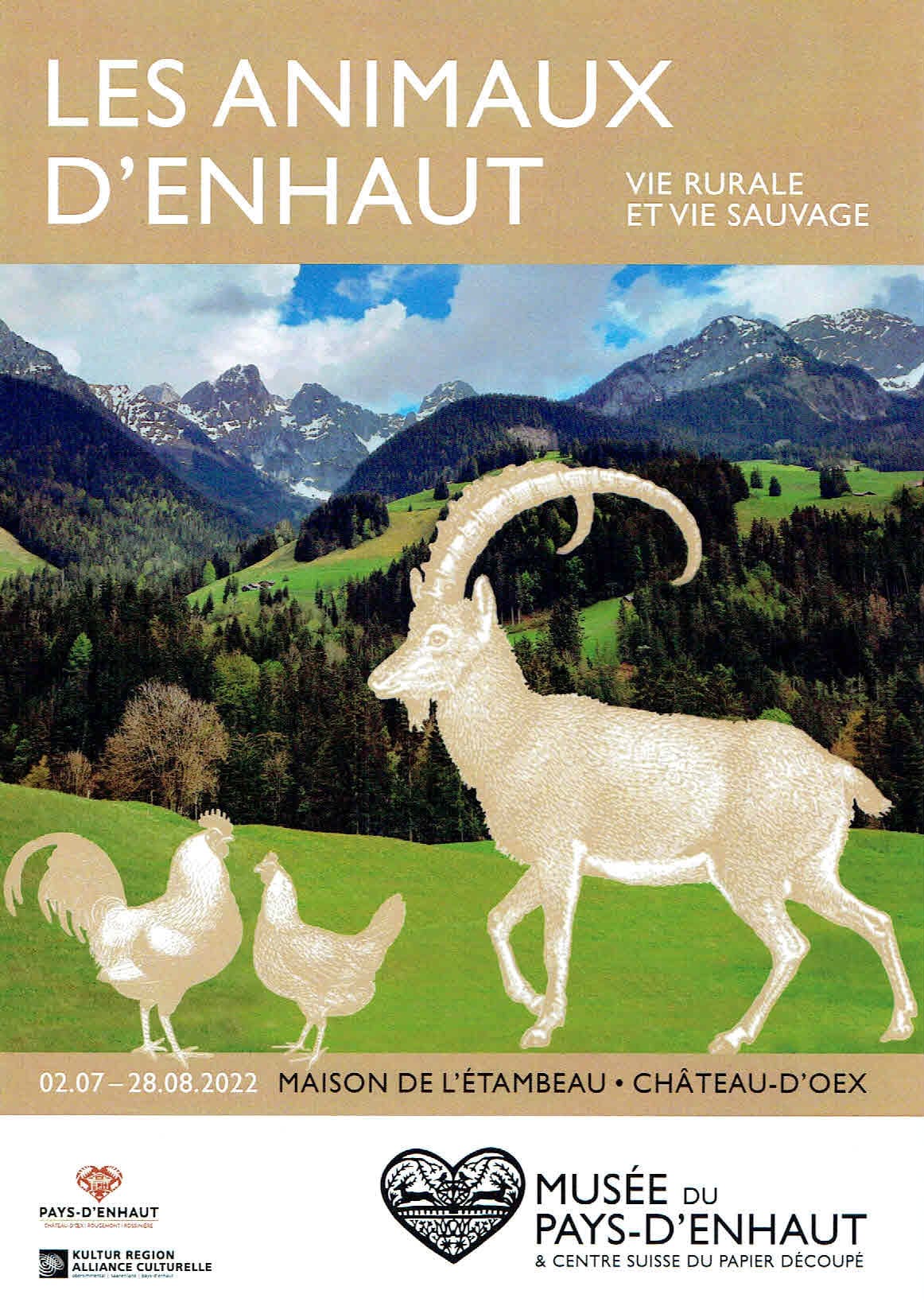 Etambeau Les Animaux D Enhaut Vie Rurale Et Vie Sauvage Affiche Musée du Pays-d'Enhaut & Centre Suisse du Papier Découpé