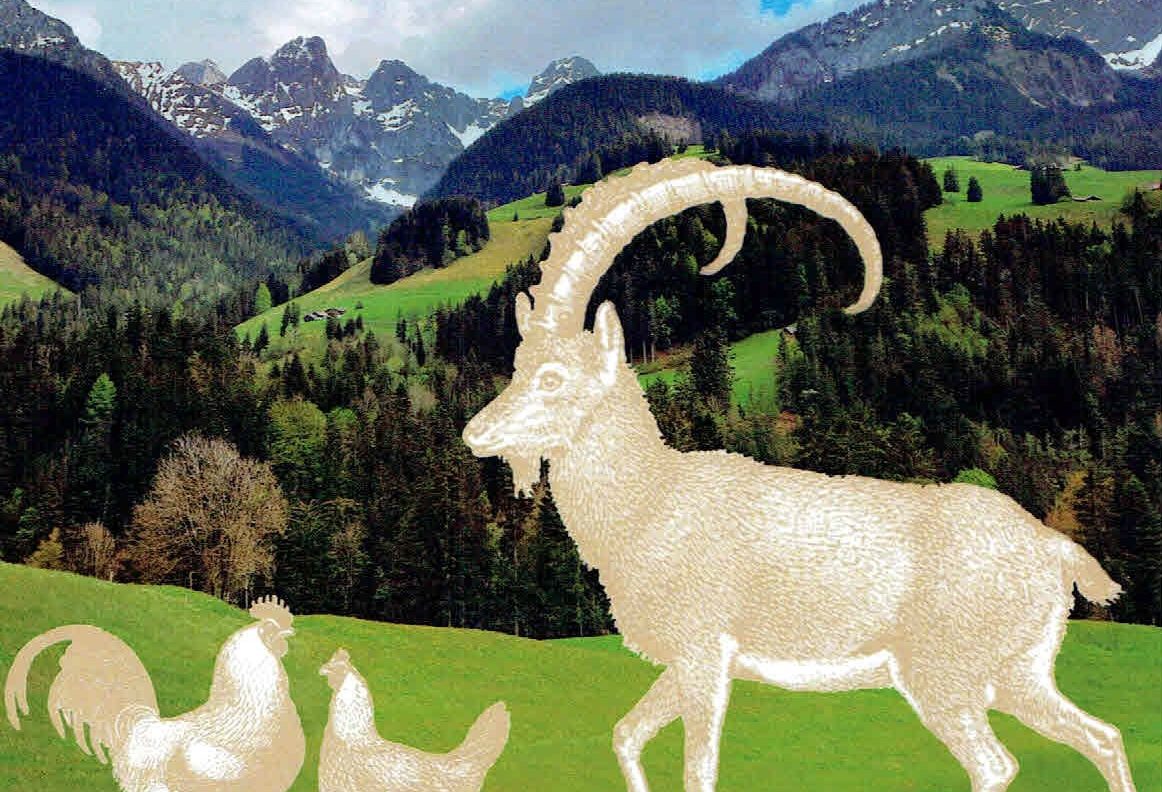 Etambeau Les Animaux D Enhaut Vie Rurale Et Vie Sauvage Affiche Musée du Pays-d'Enhaut & Centre Suisse du Papier Découpé